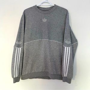 (M) Adidas Originals crewneck sweatshirt 3 stripes athletic sweater grey white